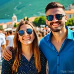 Home 2 몬테네그로 크로아티아 관계 - **Prompt:** A vibrant, sun-drenched outdoor music festival scene where young Montenegrin and Croatia...