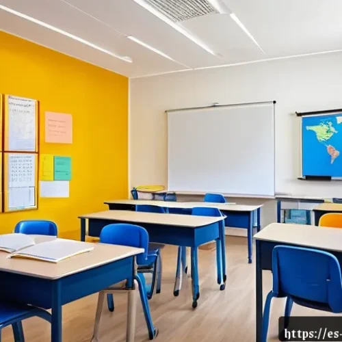 몬테네그로 국제학교 - A vibrant international school classroom in Montenegro, showcasing a multicultural group of students...