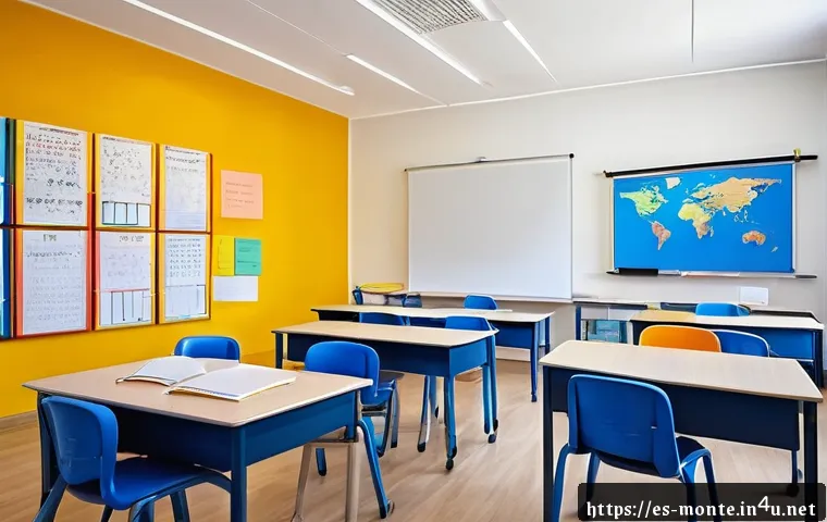몬테네그로 국제학교 - A vibrant international school classroom in Montenegro, showcasing a multicultural group of students...
